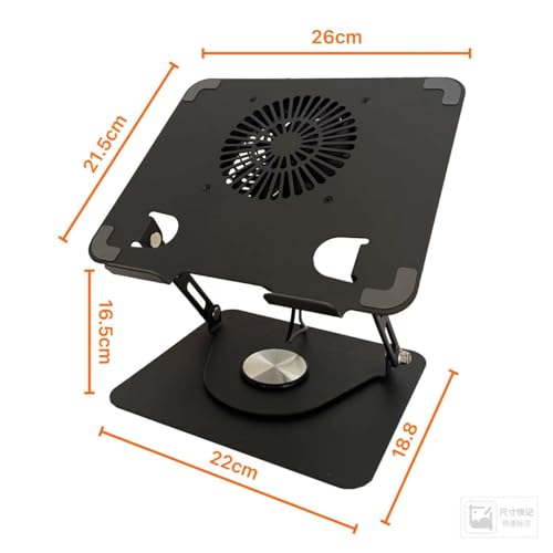 TARKAN 360° Rotating Laptop Stand with Fan, Supports 12"-17” Laptops Upto 5kg, Carbon Steel with Anti Rust Body Built-in Cooler Fan (Black) - Image 3