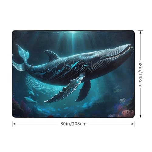 Tapis de salon doux lavable grand format bleu vintage - 3