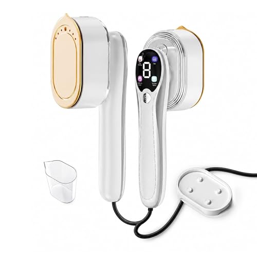 Handheld White Garment Steamer & Iron 2-in-1, Fast 10s Heat-Up Portable Clothes Steamer with LED Display, 4 Smart Modes & Leak-Proof Design – White Travel and Home Wrinkle Remover