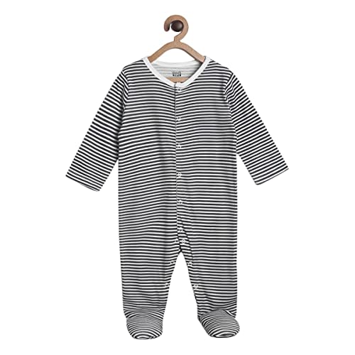Image of miniklub Baby Round Neck Long Sleeve Knitted Cotton Sleep Suit, Pack of 2 (Multi Color)