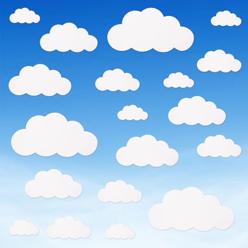 MixTeach Conjunto de 100 peças de recortes de nuvem branca, adesivos de parede em formato de nuvem,