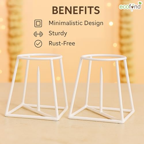 Image of ecofynd Metal White Banana Plant Stand, Pack of 2 Heavy Decorative Leaf Stand for Plant, Tree, Stem, Ideal for Home Festival Decor, Placing Puja, Religious & Other Ceremonies Use