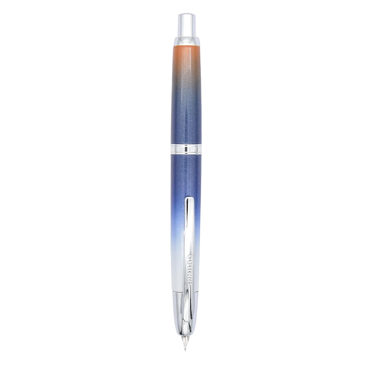 Jinhao 10 Press Fountain Pen, Retractable Metal Fountain Pen Fine Nib(0.5mm) with Ink Converter, Gradient Blue + Silver Clip