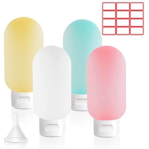 KKSTY Travel Bottles for Toiletries, 4Pcs 60ml Leak Proof Travel Size Containers Refillable Squeezable Travel Accessories for Toiletries Cover