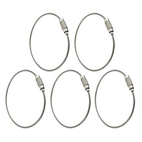 Dimart 5u00a0pcs Fil d'acier inoxydable câble Keychain Porte-clés pour randonnée