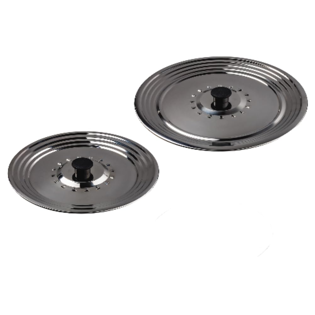 Set of 2 Universal Stainless Steel Pan Lids Ø22/24/26 – Ø28/30/32 cm – Pan Lid – Saucepan Lid – Cookware Lids – Pan Lids – Covers Multiple Sizes – Compact Space Saving Storage