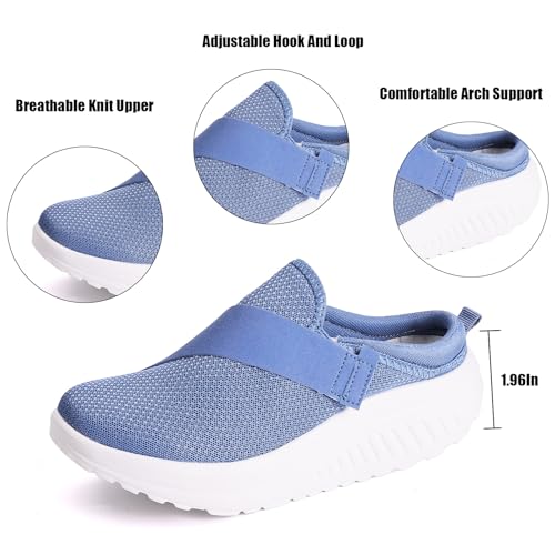 Women's Knitted Platform Mules with Arch-Support Breathable Slip On Orthopedic Diabetics Backless Sneakers Comfortable Non-Slip Walking Shoes3