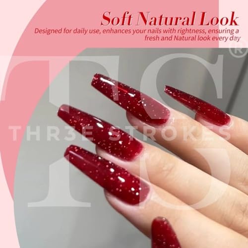 Image of THR3E STROKES Gel Nail Polish Set - 6 Colors Gel Polish Glitter Gel Polish Sparkle Nail Polish Gel Manicure DIY Salon Nail Art Gifts (RED ALLURE, 7.5ML)