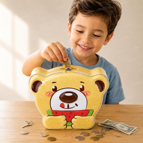 Image of Zest 4 Toyz Money Bank for Kids Metal Piggy Bank with Lock N Key Money Saving Box Gullak Money Box Coin Bank Kids Cash Box Return Gifts