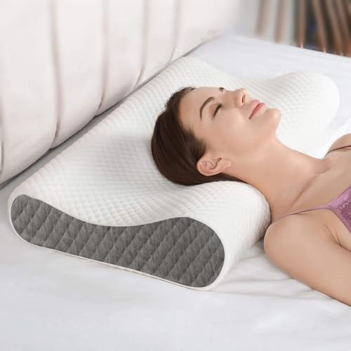 Memory Foam Pillow, Contour Cervical Orthopedic Memory Foam Pillows Supports Neck Pain and Shoulder Pain for Sleeping, Ergonomic Cervical Pillow Neck Support Pillow for Side Back,Siple Design (X1)