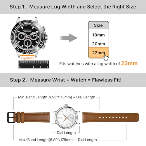 Image of Fullmosa 2 Pack 22mm Leather Watch Bands Quick Release Watch Strap for Men Women, Soft Replacement Strap Wristband with Stainless Steel Buckle,22mm Toffee Brown&Black /Black&Silver | 2 Pack Straps for Vivoactive 4(45mm), Venu 4 (45mm) /3 /2 (45mm), Samsung Galaxy 46mm, Toffee Brown+Black /Black+Silver