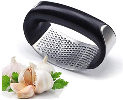 Küchen-Edelstahl-Knoblauchpresse, Knoblauch-Wippe 304 Edelstahl-Knoblauch-Fleischwolf-Ingwer-Brecher-Schäl-Quetscher in Lebensmittelqualität,
