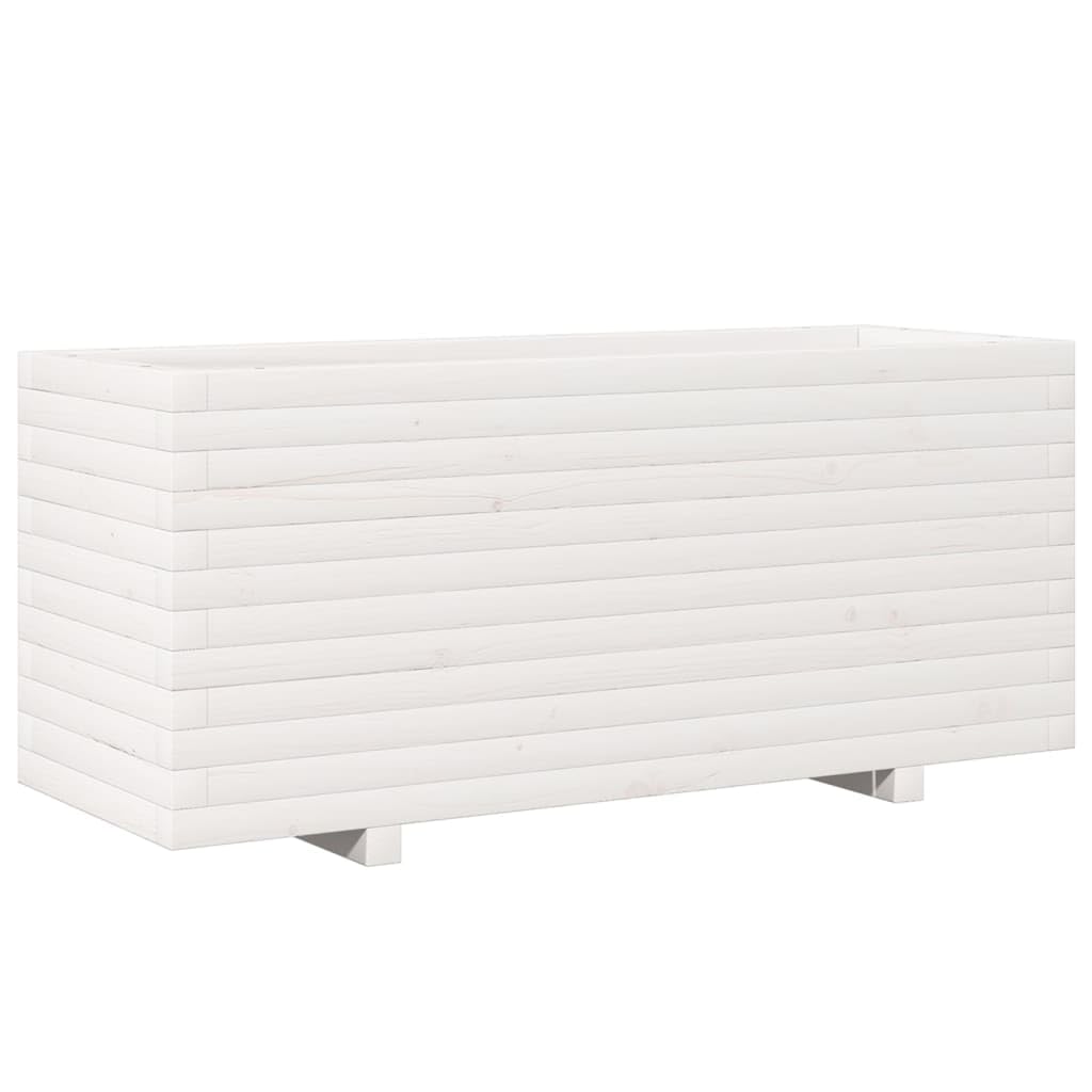 Generic 110x40x49,5 Cm Biała Drewniana Donica Ogrodowa, Lite Drewno Sosnowe, Solidna Rama z dużą ilością Miejsca na Rośliny, Warzywa, Zioła i Kwiaty