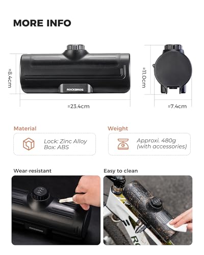 ROCKBROS Fahrrad Oberrohrtasche 0,7L, wasserdichte Fahrradbox mit Zahlenschloss, Robuste Rahmentasche Fahrrad Oberrohr für MTB, Rennrad, Gravelbike & Citybike