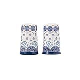 Bico Blue Talavera Ceramic Salt & Pepper Shaker Set, for Kitchen or Decor, Dishwasher Safe