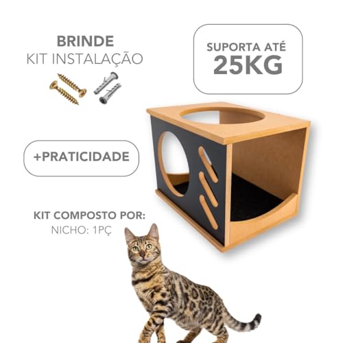 Nicho Para Gato 1pç Já Montado Resistente Frente Tev (PRETO)