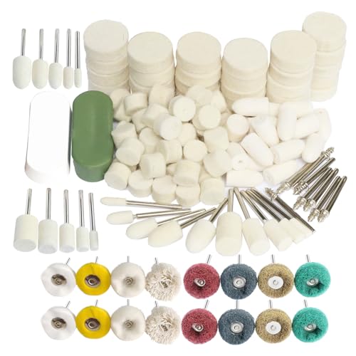 146PCS Abrasive Wheel Buffing Polishing Wheel Set,Rotary Tool Accessories Kit, Wool Felt Pad for Metal Glass Stone Polishing