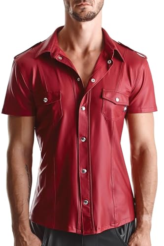Chemise à Manches Courtes Effet mouillé Rouge Carlo – Regnes – L – Rouge