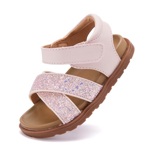 BMCiTYBM Baby Girls Sandals Glitter First Boys Walking Shoes Pink Size 18-24 Months Toddler