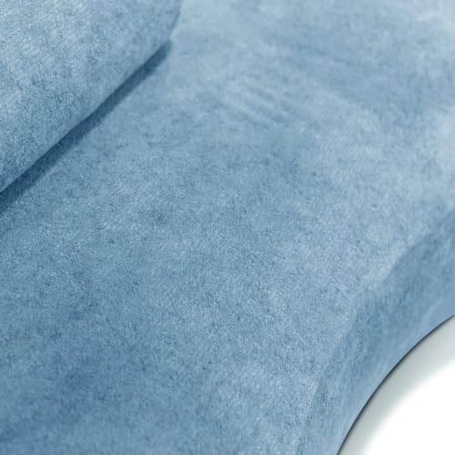 Image of Furniture of America Sylin Modern Chenille Sofa with Pillows, Curved Arms and High Density Foam, Wooden Comfortable Couch for Living Room, Office, Denim Blue
