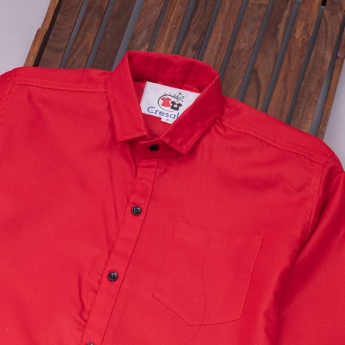 Image of Vikita Enterprise Kid Boy's Cotton Solid Shirt with Spread Collar Neck Full Sleeves Button Closure Curved Length and One Pocket | Shirt For Kids Boys