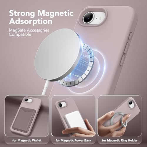 Image of Magnetic for iPhone 17e /iPhone 16e Case, Compatible with MagSafe, [Soft Anti-Scratch Microfiber Lining] Slim Silicone Shockproof Protective Phone Case for iPhone 17e /16e 6.1 inch, Hazel