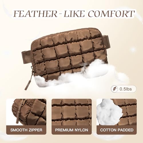 Image of Gitus Trending Gifts for Women Puffer Crossbody Bags for Women Belt Bag Fanny Pack with Adjustable Straps Lightweight Quilted Puffy Bag Woman Gifts (Dart Brown)