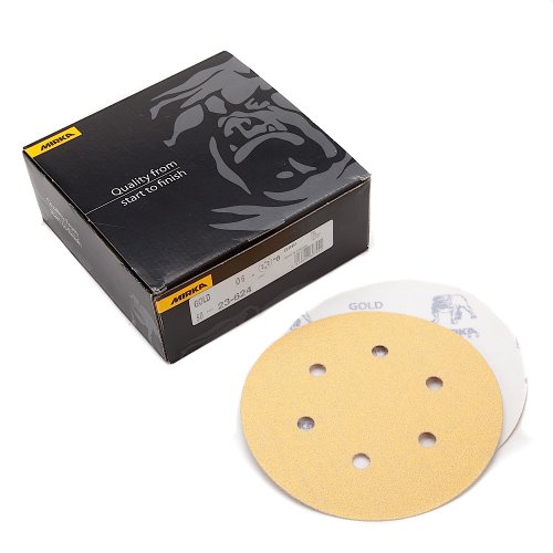 Mirka 23-624-080 6-Inch 6-Hole 80 Grit Dustless Hook and Loop Sanding Discs, 50 Pack