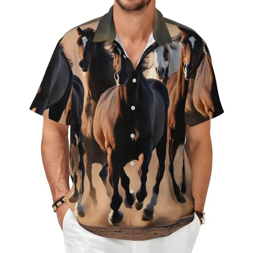 Chemise à manches courtes imprimé chevaux pour éviter le coup de chaud
