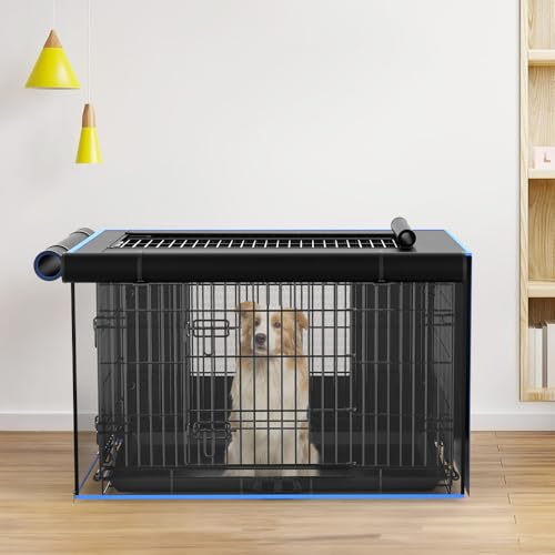 Dog Crate Cover, 600D Oxford Kennel Kennel Covers with Waterproof, Windproof, Breathable Mesh, Storage Pocket, 42 Inch, Cage Covers for Cat Large Dog - Image 6