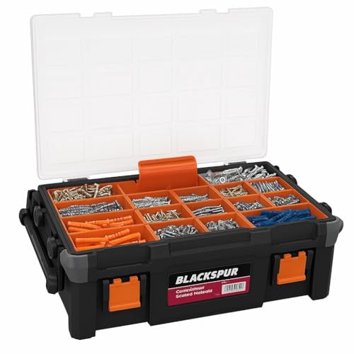 2 Tier 18'' Cantilever Tool Storage Box Organiser Carry Case Trays Screws Nails, Plastic Storage Folding Toolbox with Metal Carry Handle 6 2 Tier 18'' Cantilever Tool Storage Box Organiser Carry Case Trays Screws Nails, Plastic Storage Folding Toolbox with Metal Carry Handle - Image 6