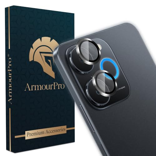 Image of ArmourPro Camera Rings Tempered Glass Compatible for Realme P4 Lite (6.74 Inches) Tough HD Individual Aluminum Alloy Rings 9H Camera Cover, Scratch-Resistant,Camera Lens Protection| Black, 1 Pack