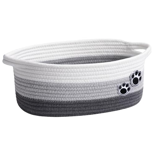 HiChen Small Dog Toy Basket, Cute Woven Basket for Shelves, Decorative Rope Storage Basket for Nursery, Baby Gift Basket for Diapers, 12 x 8 x 5 inches