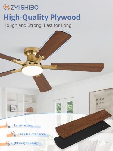 Image of ZMISHIBO 52 Inch Ceiling Fans with Lights, Remote&App Control, Flush Mount