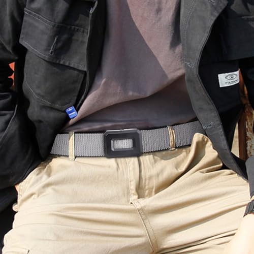 Sportmusies Men’s Adjustable Nylon Elastic Webbing Belt, Double-Sided Two-color Tactical Belt with Alloy Rotary Hollow Buckle4