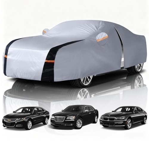 Image of Full-size sedan Car Cover Waterproof All Weather, 10 Layers Outdoor Car Covers for Flagship Sedan - Sun & Rain Protector. Custom Fit Chevrolet Impala, Chrysler 300, Benz S-Class, BMW 7 Series, etc. A4