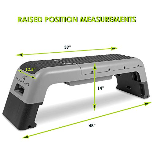ProsourceFit Fitness Aerobic Deck Stepper with Resistance Band, Multifunctional Workout Bench for Weight Training, Plyometrics for Home Gym (Grey)