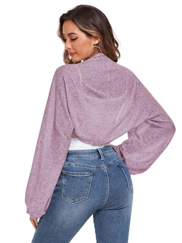 Image of ZAFUL Women's Sheer Shrug Y2K Long Sleeve Cardigans 2026 Irregular Tie Front Bolera