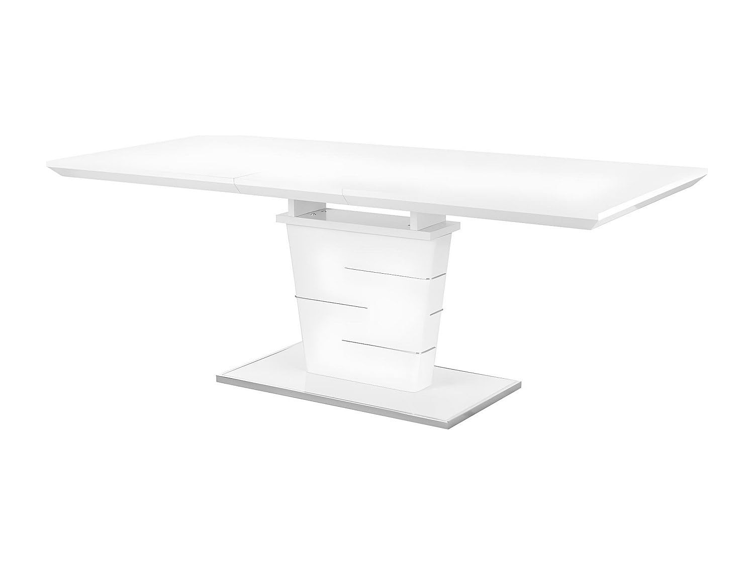 Vente-unique Mesa de Comedor Extensible con 6 a 8 Cubiertos, Madera de Densidad Media lacada, Color Blanco