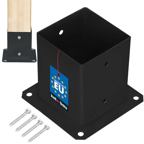 KOTARBAU® - Casquillo atornillable, 120 x 120 mm, poste cuadrado de madera, casquillo de suelo, soporte para vallas, soporte para postes, ancla, galvanizado en caliente, lacado en polvo