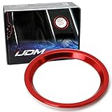 iJDMTOY (1) Red Aluminum Keyless Engine Push Start Button Surrounding Decoration Trim Compatible With Audi A4 A5 A7 Q5, etc