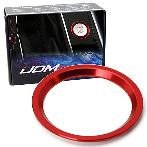 iJDMTOY Red Aluminum Keyless Engine Push Start Button Surrounding Decoration Trim Compatible with Audi A4 A5 A7 Q5, etc