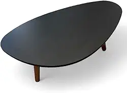 Mesa de Centro Orgânica Pés Palito em Madeira 90x52cm Preto