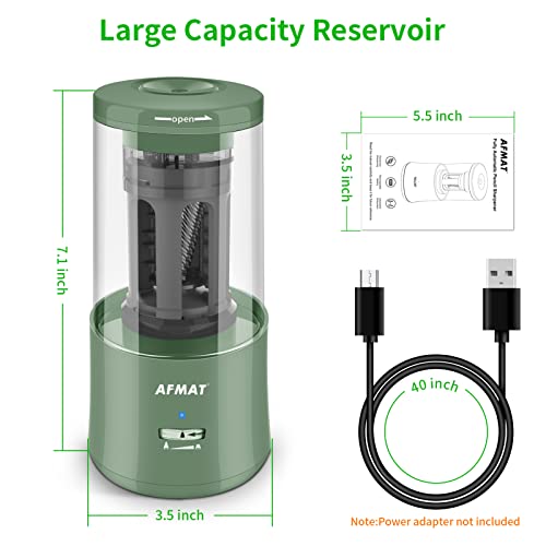 Hands-Free Electric Pencil Sharpener, Afmat Regargeable Pencil Sharpener, Fully Automatic Pencil Sharpener For 6-7.8Mm Colored Pencils, Fast Sharpening With Even Tips, Ideal For Short Pencils #TOP7