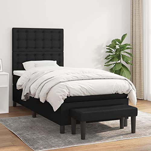 Keyroto Canapé - Cama con somier con colchón negro de 80 x 200 cm, de tela, para cama individual, cama individual, cama doble, estructura de cama