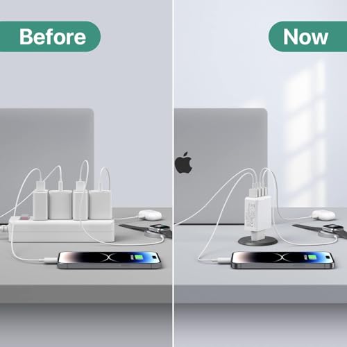 USB-oplader, 4-poorts USB-laadadapter met 33W Smart QC 3.0 snellader multi-poort-oplader compatibel met iPhone 12/13/14/15/16/Samsung Galaxy S22/S23/24 enz. - Afbeelding 8