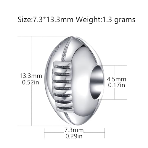 Amoony Beads USA Football Charm 925 Sterling Silver Rugby Ball Charm for Bracelets2