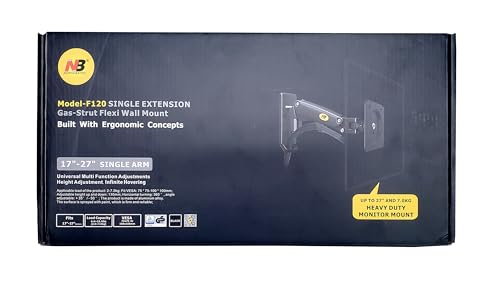 Image of TECVITY F120 Gas-Strut Monitor Arm for 17 inch to 27 inch, Load 3-7kg, Single Extension.