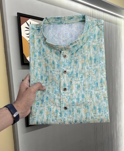 Image of FOXDX Men's Traditional Cotton Floral Printed Only Kurta