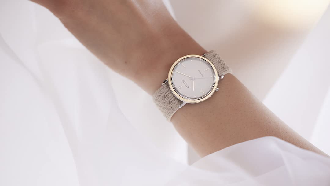 Citizen Damen Analog Eco-Drive Armbanduhr mit Stoffband L Ambiluna Collection